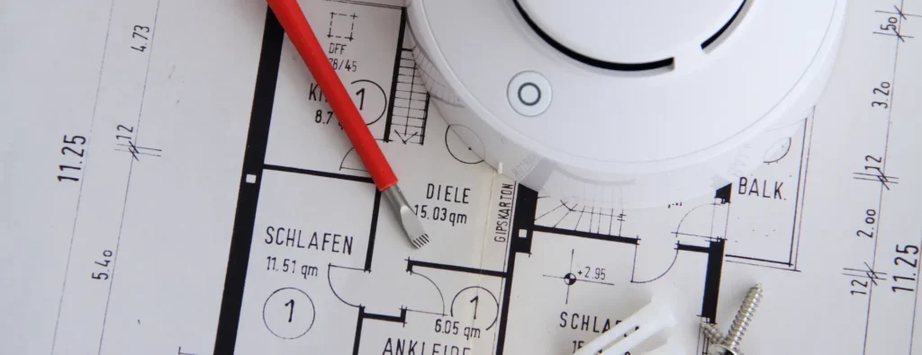 a drawing of a smoke alarm system plan